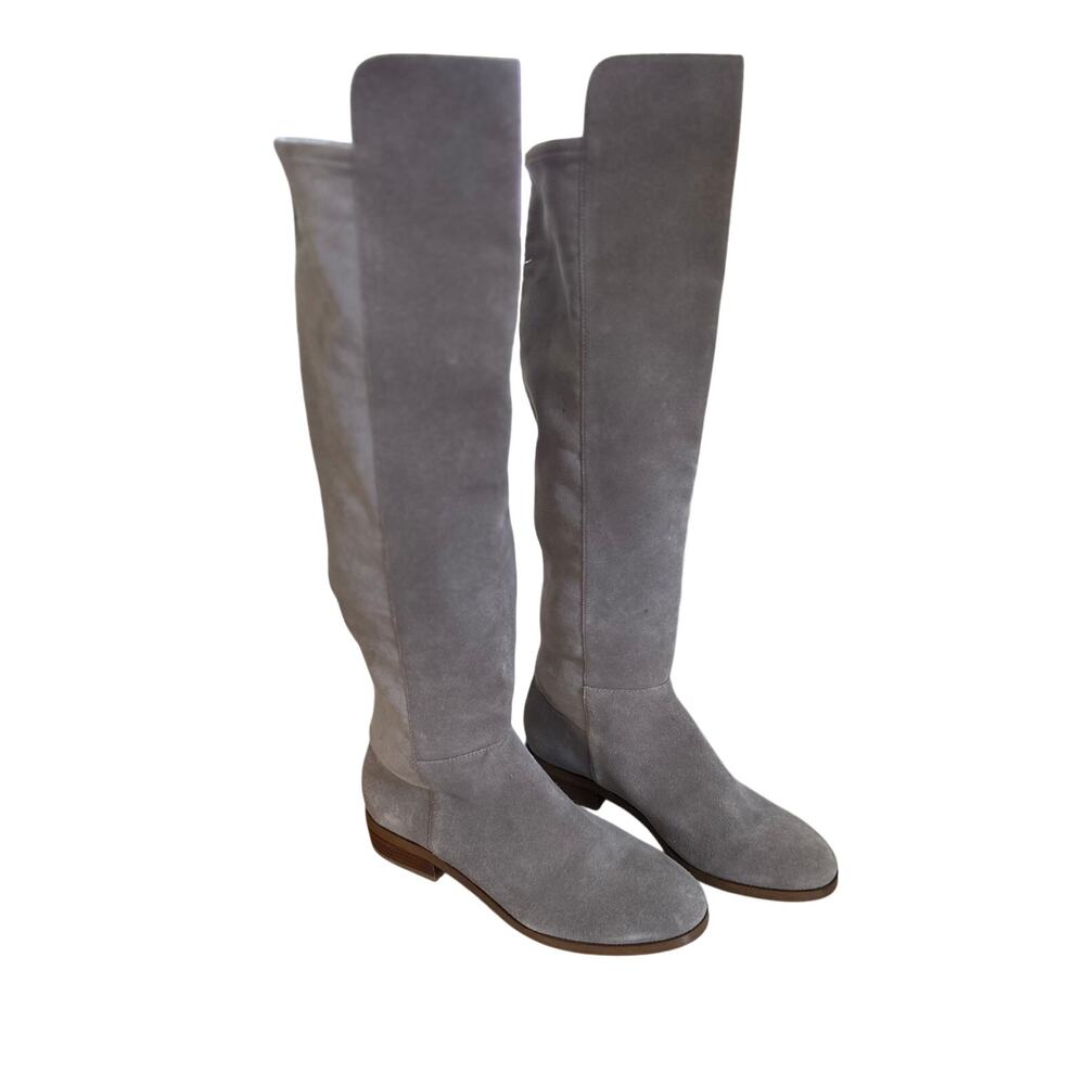 Sole Society Calypso Mushroom Grey Suede Over the Knee Pull On boots